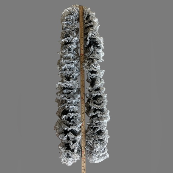 Women’s Beautifully Crafted Ruffle Scarf Lacy Mesh Design Boho White Dark Gray - Picture 9 of 10